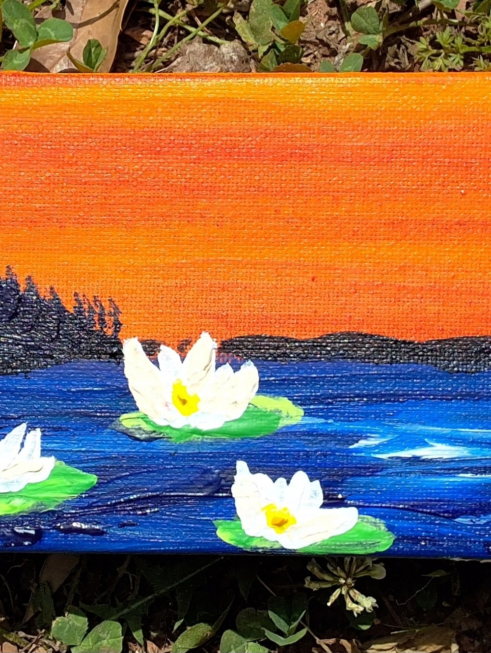 "Sunset Waterlillies" Original Artwork Created By Brea Marie 4in X 12in - Picture 7 of 8